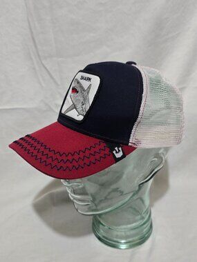 Goorin Bros. CHOMP CHOMP SHARK Mesh Snap Back Trucker Hat - Red White Blue OSFM